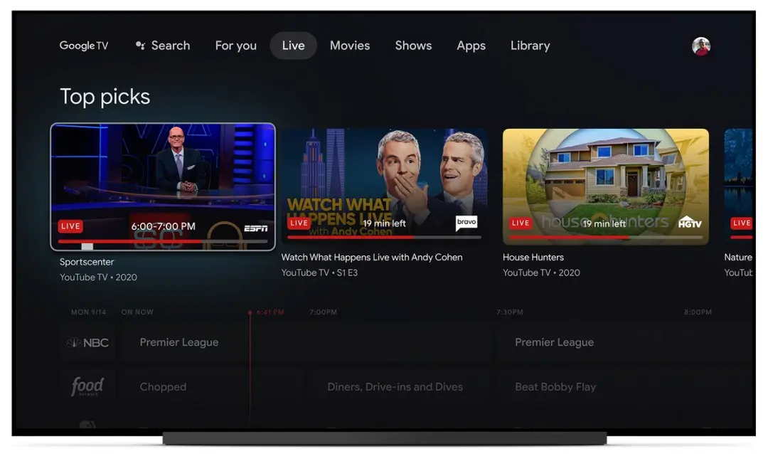 sling tv streaming service integrated into google tv live tab