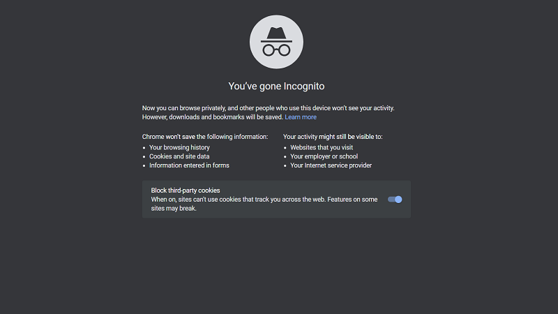 incognito mode for chrome - start page