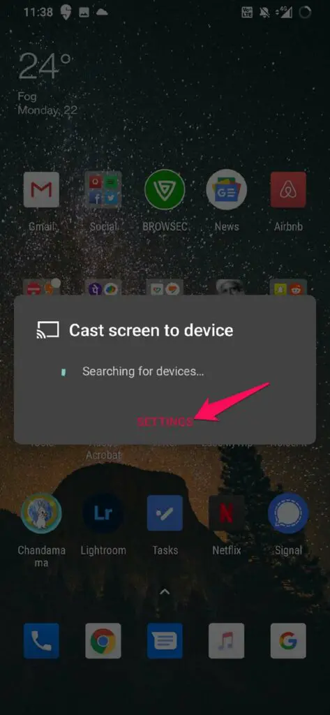 open screen cast settings to watch youtube kids on roku