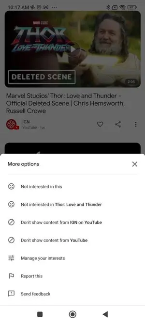 google discover update brings a feature to hide youtube channel from the feed