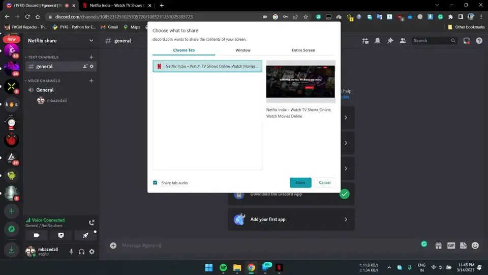 how to screen share netflix on discord