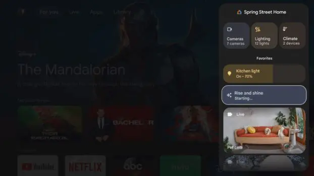 google tv streamer's home panel