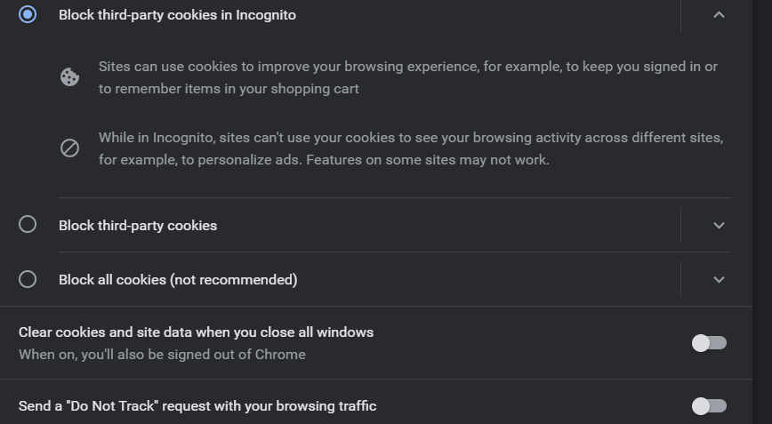 how to disable third-party cookies in google chrome
