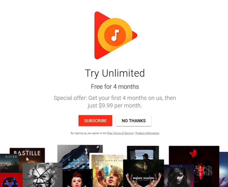 google play music free for 4 months