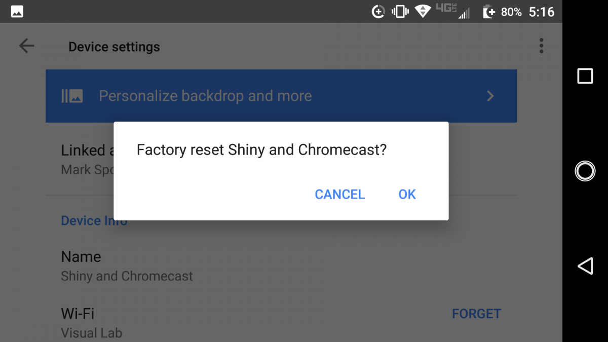 factory reset chromecast