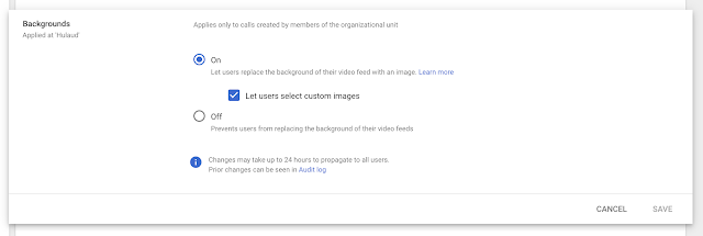 Google Meet Admin Settings for Custom Backgrounds
