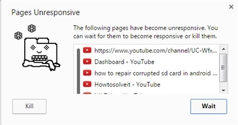 chrome page unresponsive error