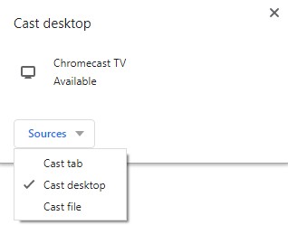 cast from chrome - select source