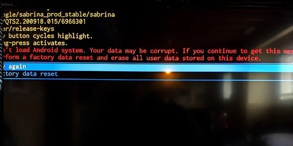 chromecast with google tv: data corruption error