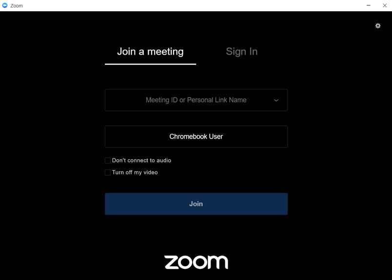 zoom app login screen