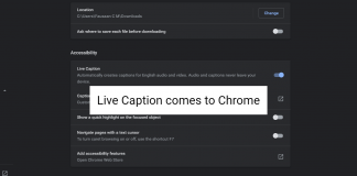 Live Caption Toggle comes to Chrome