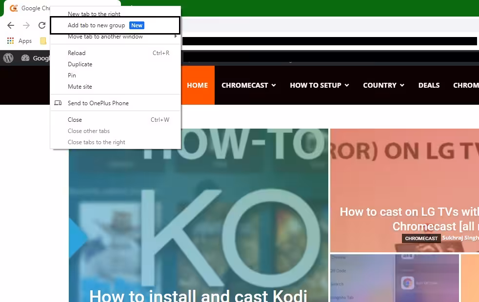 google chrome tab group