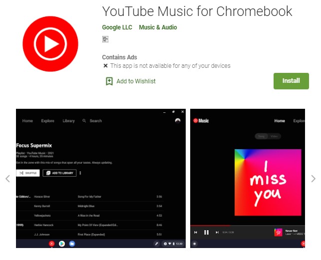 youtube music on chromebook