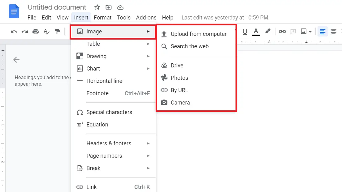 Insert an Image in Google Docs
