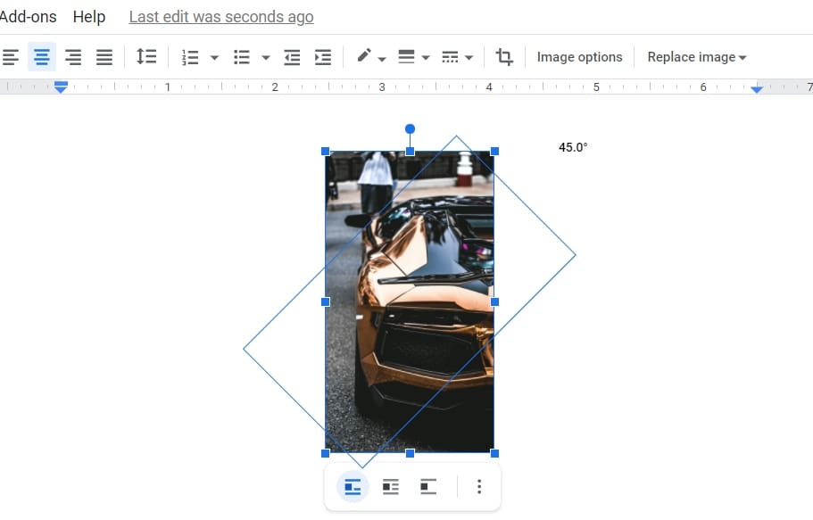 rotate an image in google docs