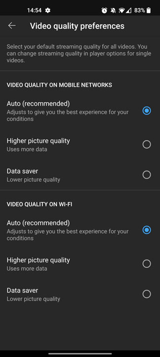 youtube video quality preference