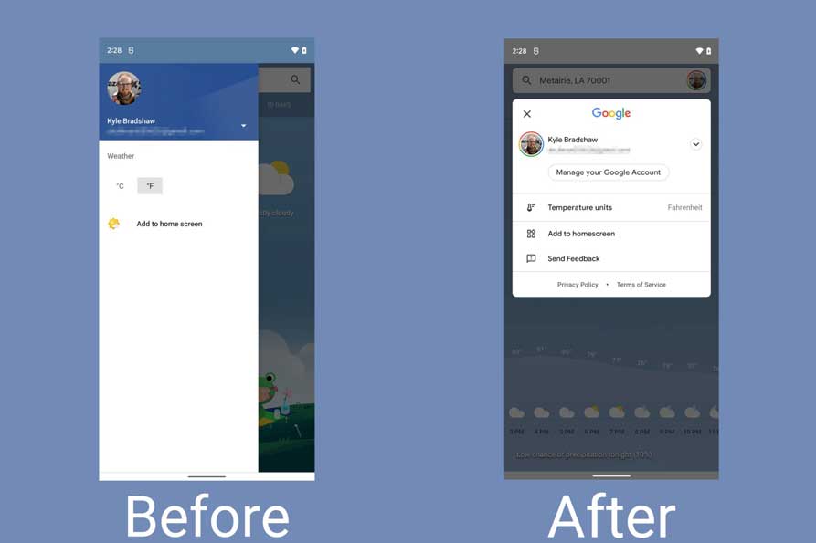 google weather gets material theme redesign
