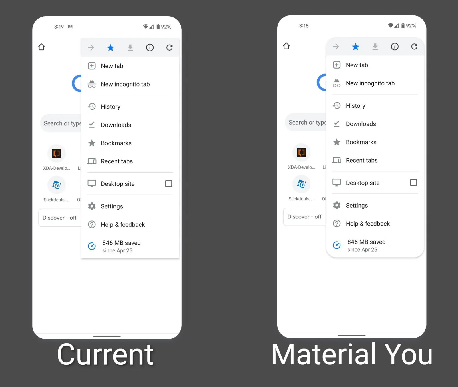 current vs material you