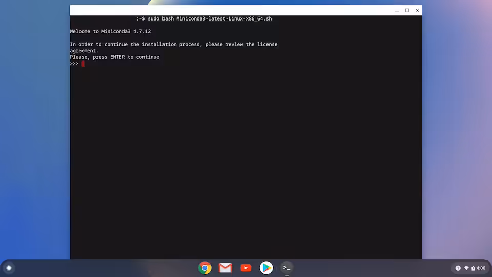 Python on chromebook