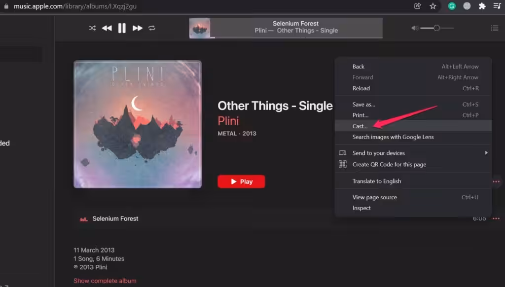 cast apple music on Chromecast TV