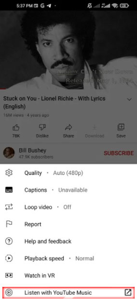 youtube music dedicated button