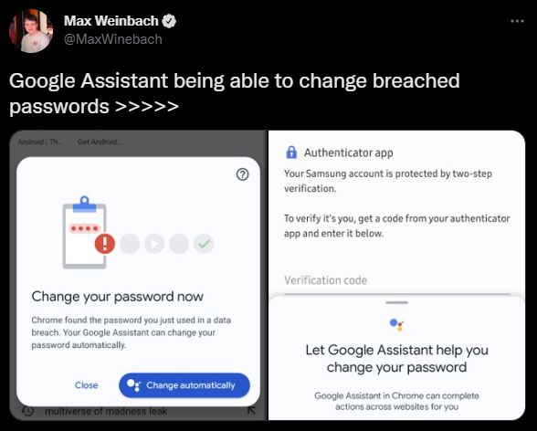 google assistant now offers to change password automatically on chrome
