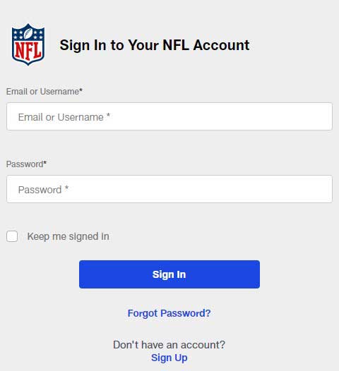 Login credential NFL Game Pass