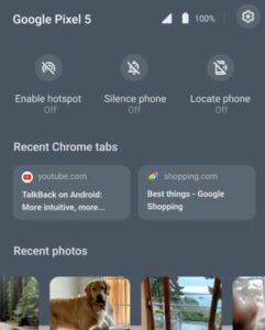 phone hub new feature recent photos chromebook