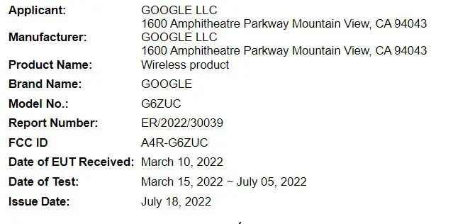 google's unknown 'wireless product' - g6zuc appears on fcc