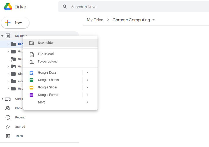 make a new folder in google drive-