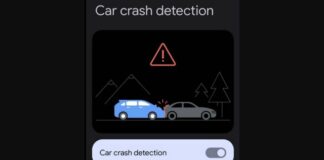 turn on car crash detection in Pixel phone