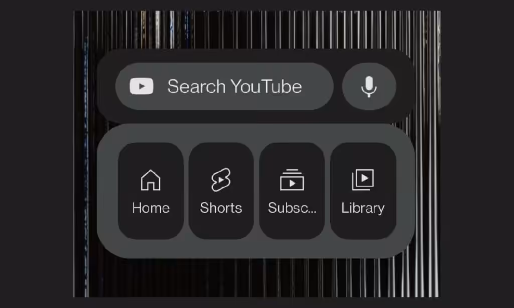 new YouTube Android home screen widget