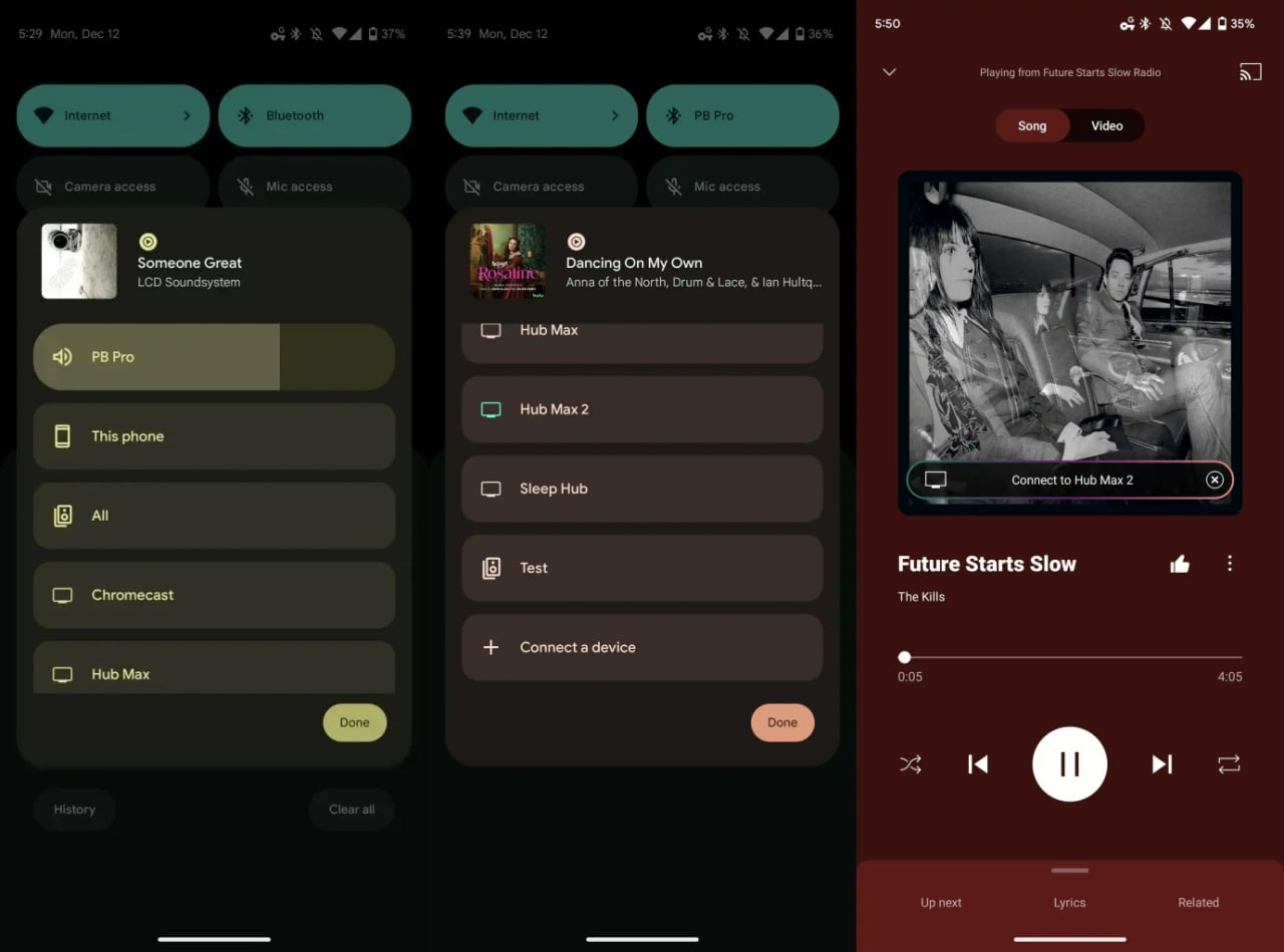 android 13 output switcher supports chromecast while using youtube music