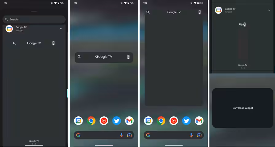 Google tv Android Homescreen Widge