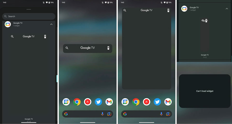 Google tv Android Homescreen Widge