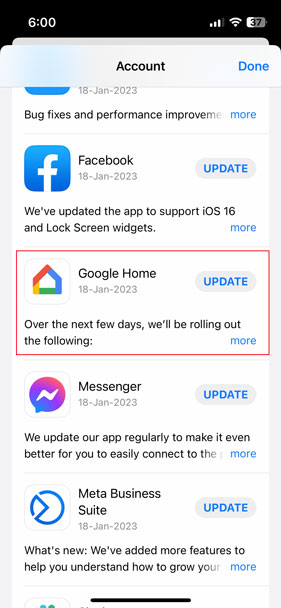 update google home app on iphone
