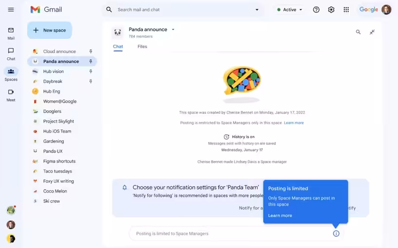 New features for Space Managers in Google Chat