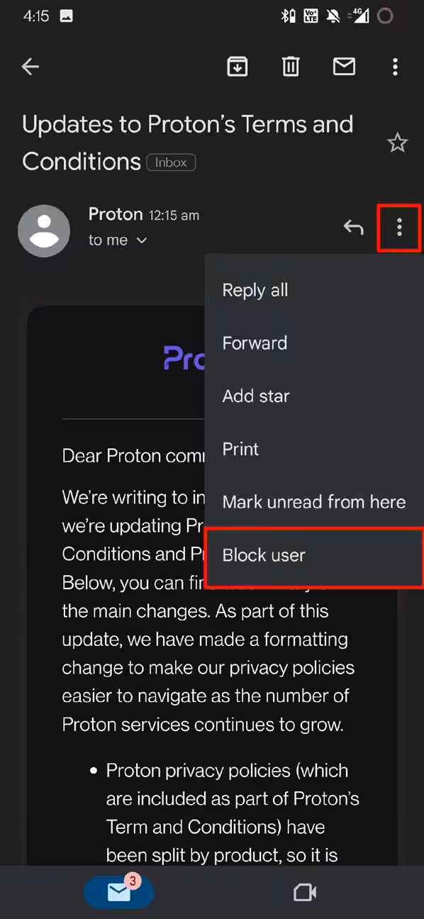 block email address on Gmail