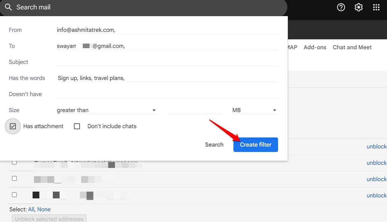 create a filter in Gmail