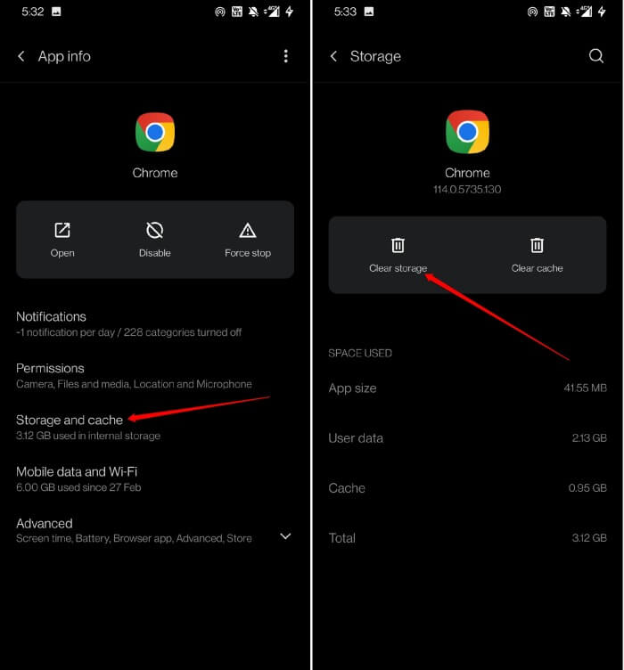 chrome to default settings on android