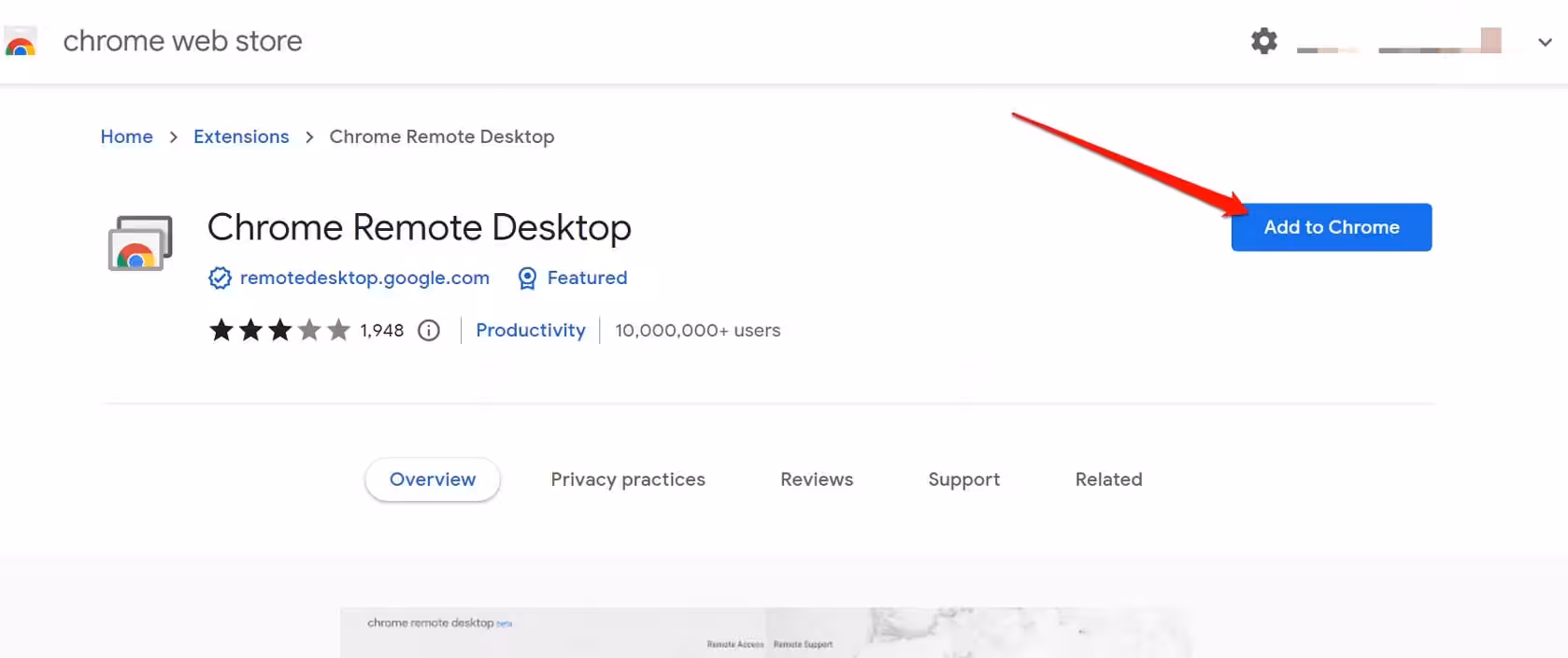 add Chrome remote desktop to chrome browser