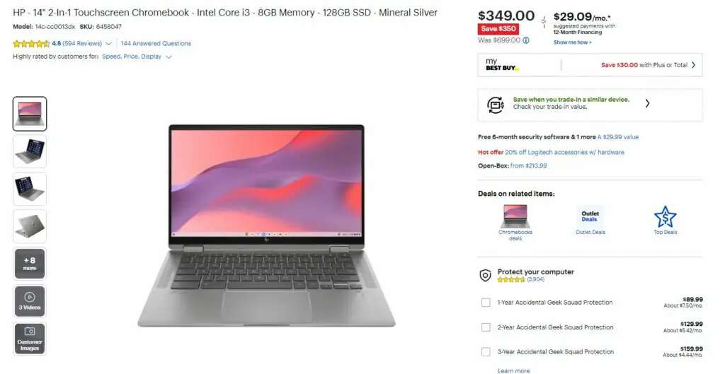 deal: hp chromebook x360 14c available with 50% discount for $349