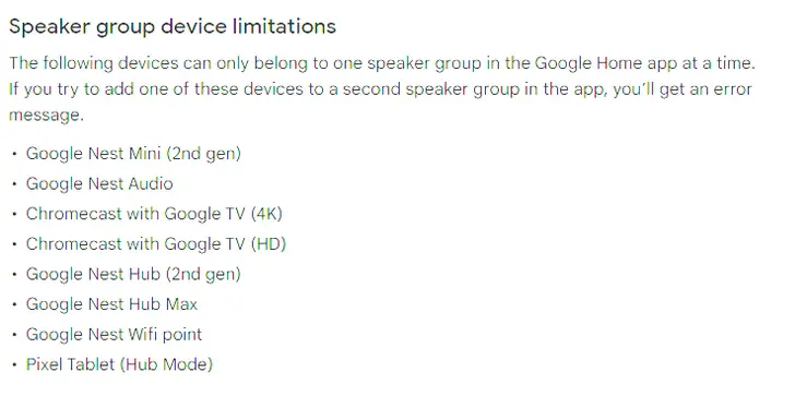 nest speakers now restricted to a single google home speaker group