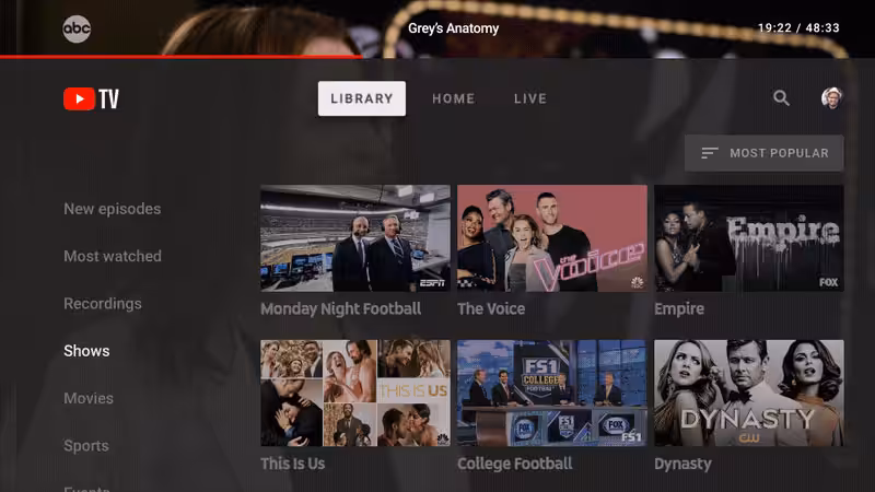 youtube tv library