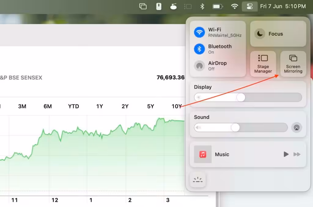 open the control center on macbook